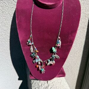 Wild Kingdom— Vintage Animal Charm Necklace with Lucite Beads | Signed LIJ NY